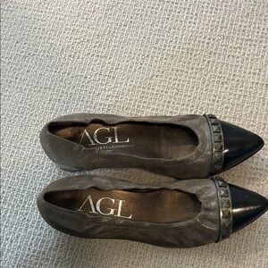 AGL Women's Black and Brown Studded Heels